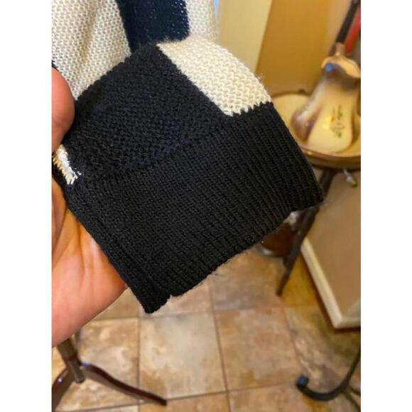 Women's Mine Striped Crocheted Back Sweater - Size M - Black/White - Picture 5 of 5